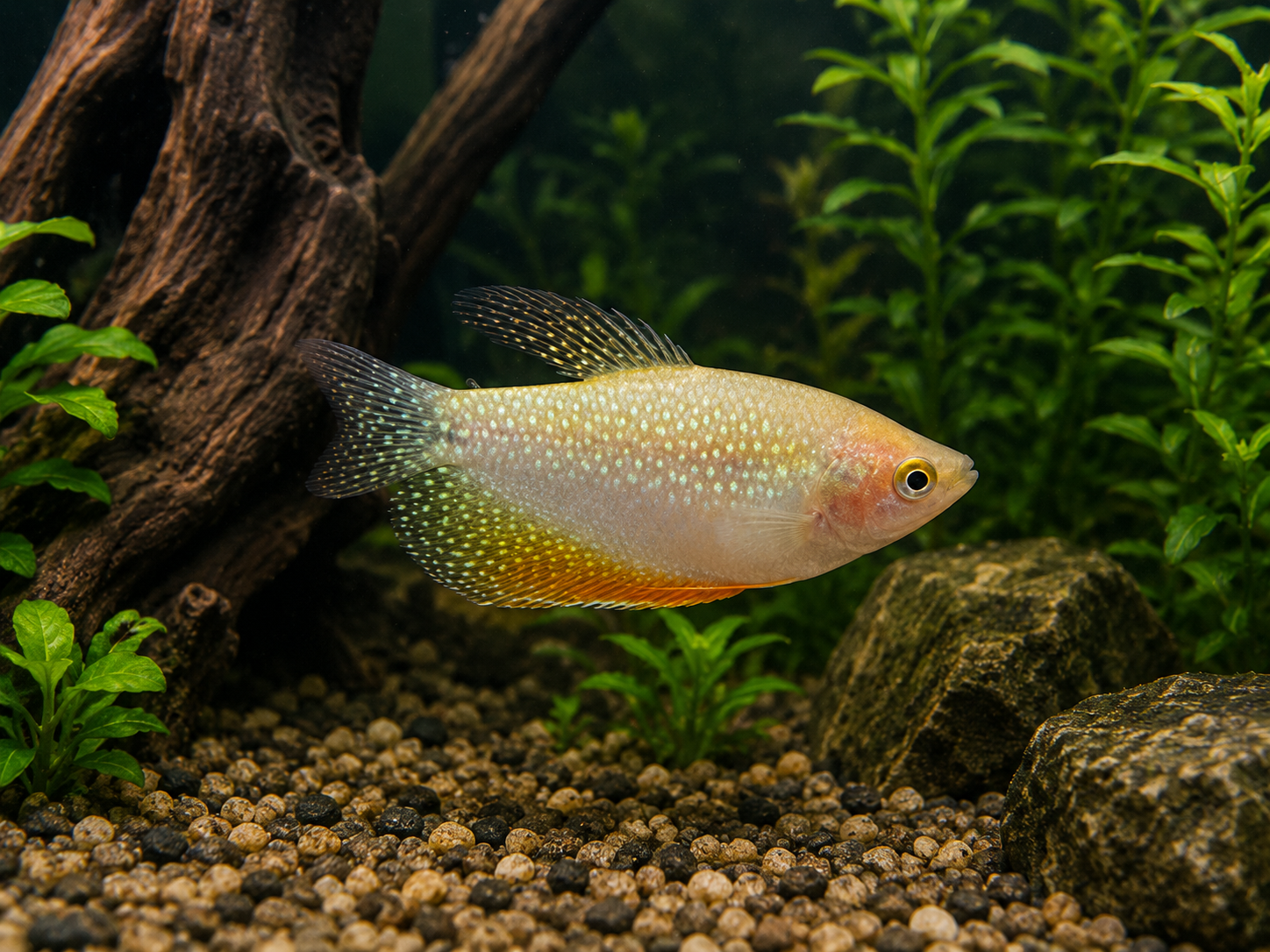 pearl gourami peaceful aquarium fish