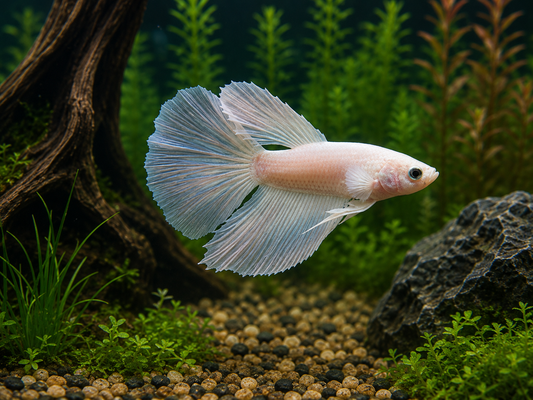 Half-moon White  Male Betta Fish