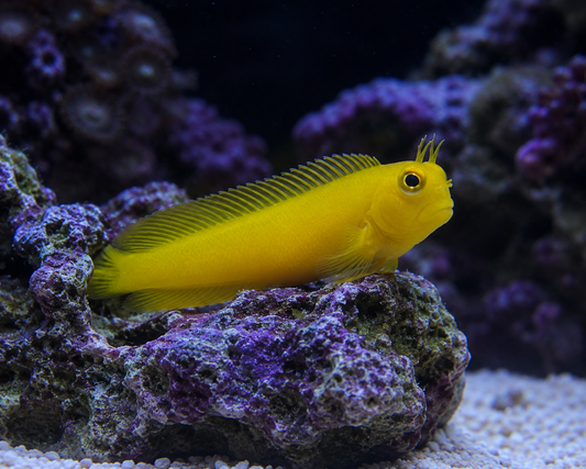 Yellow fish on a purple coral reef