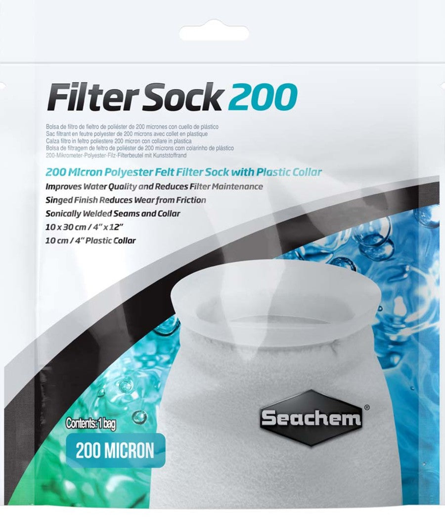 Seachem Laboratories Welded Filter Sock with Plastic Collar 200 micron