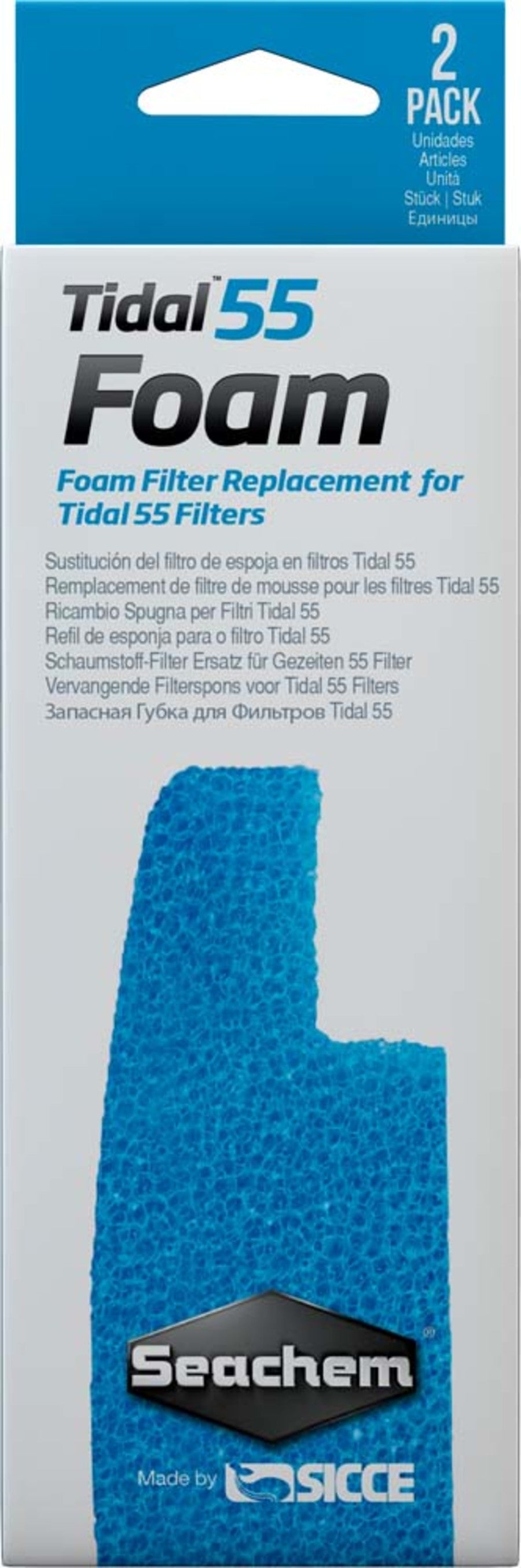 Seachem Laboratories Tidel Foam Sponge For Tidal 55 Filters, Blue, 1ea/2 pk