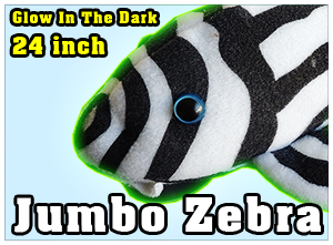 24” Glow In The Dark Zebra Pleco Plush
